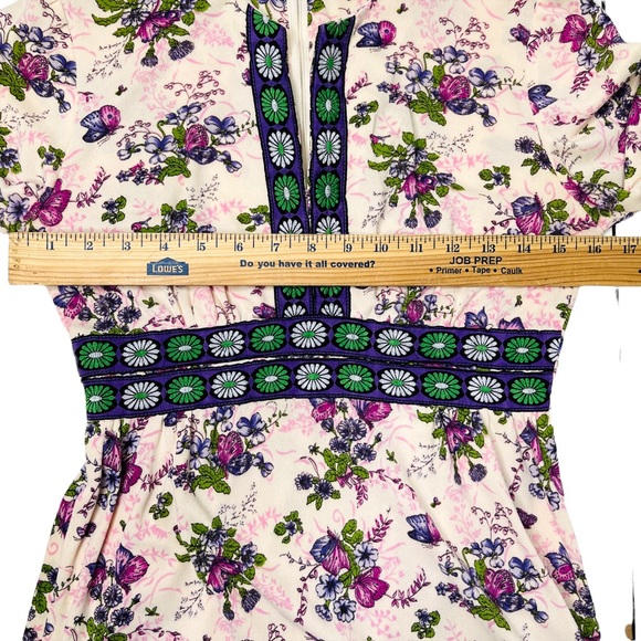 Vintage 70s This Is Yours San Francisco Butterfly Print Maxi Dress ILGWU Size XS - Picture 11 of 15